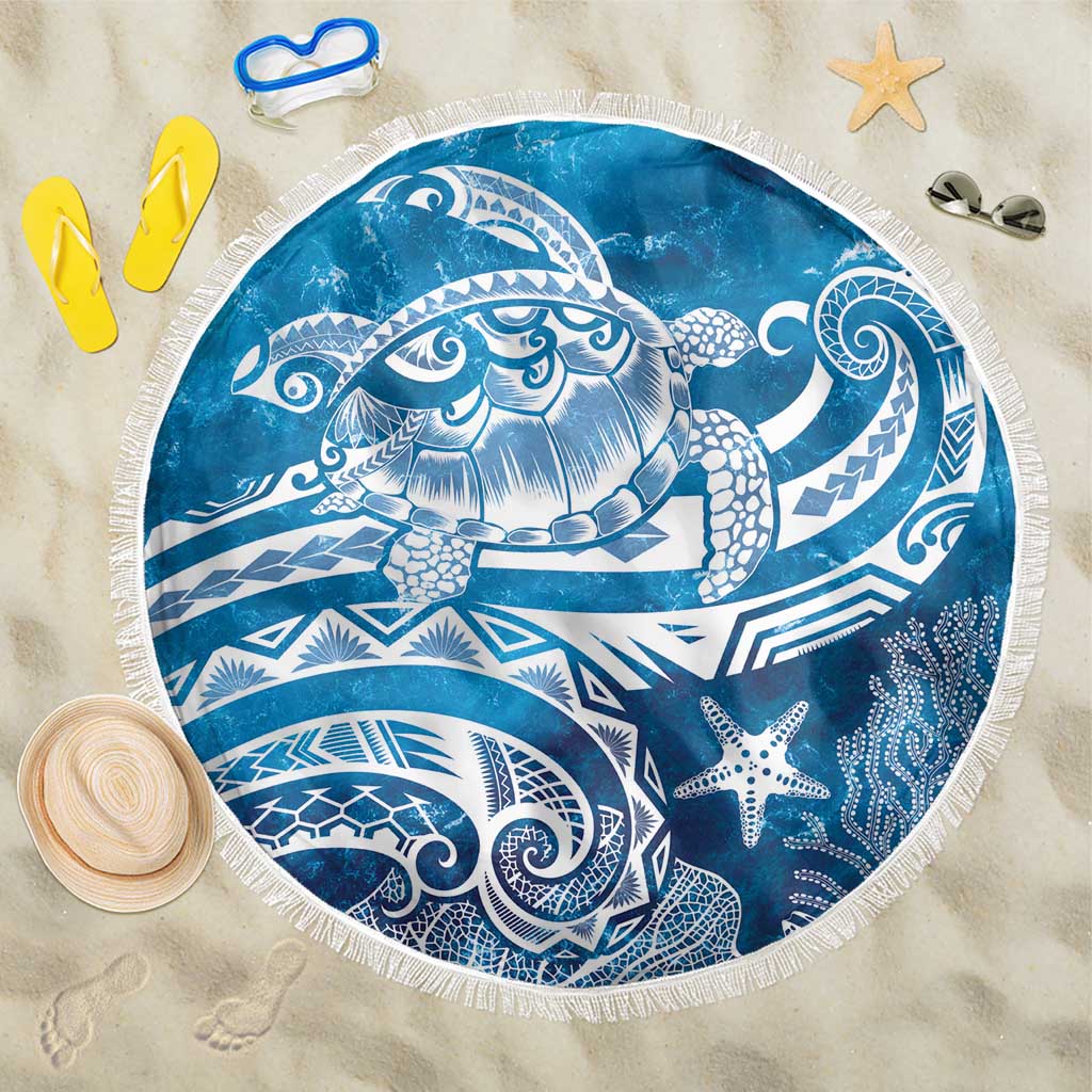 World Ocean Day Polynesian Pattern Beach Blanket Crystal Waves