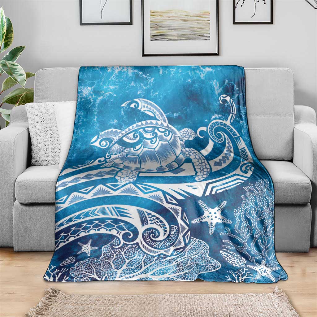 World Ocean Day Polynesian Pattern Blanket Crystal Waves
