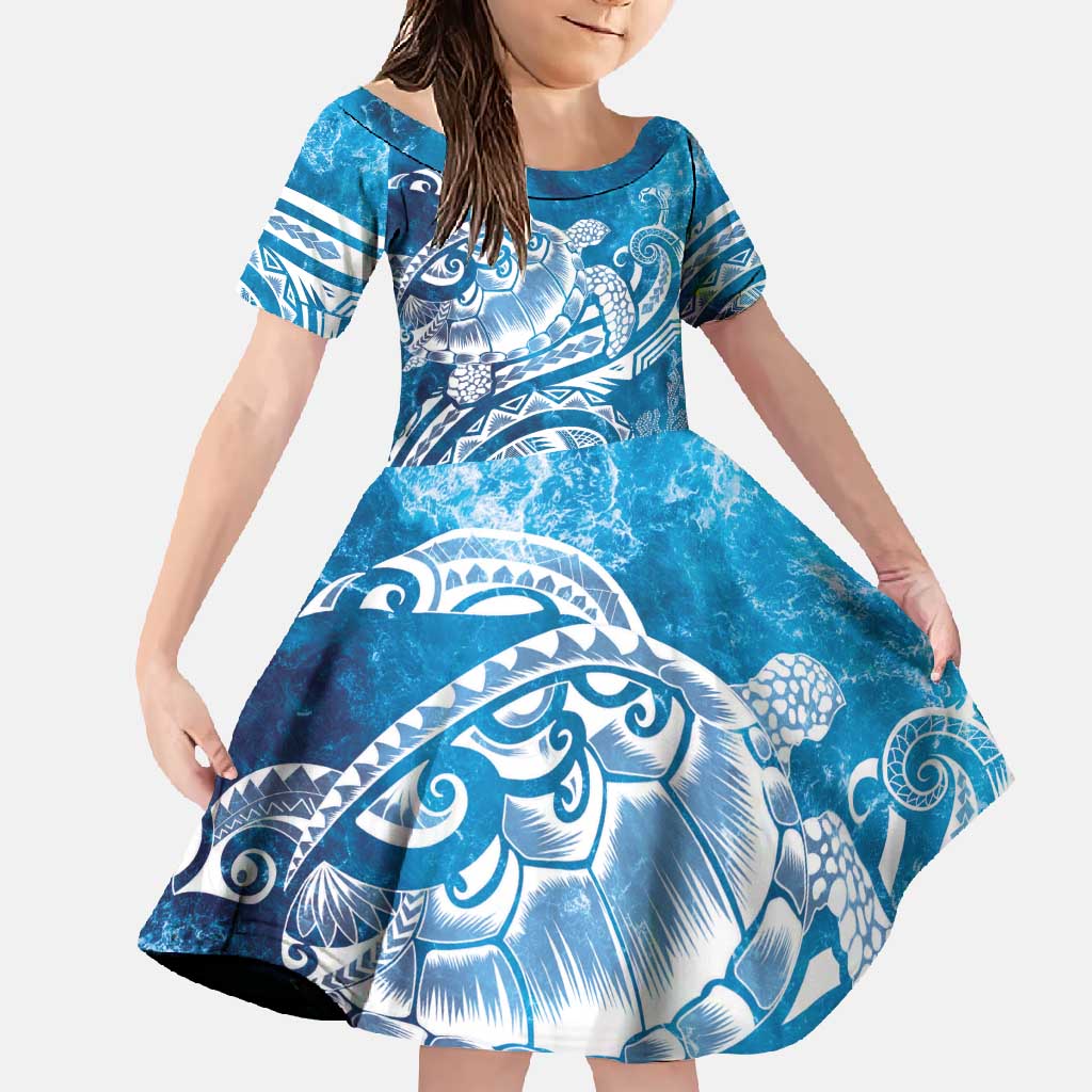 World Ocean Day Polynesian Pattern Family Matching Mermaid Dress and Hawaiian Shirt Crystal Waves