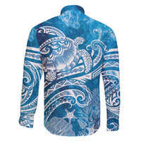 World Ocean Day Polynesian Pattern Family Matching Off Shoulder Maxi Dress and Hawaiian Shirt Crystal Waves