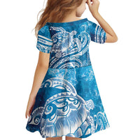 World Ocean Day Polynesian Pattern Family Matching Off Shoulder Short Dress and Hawaiian Shirt Crystal Waves