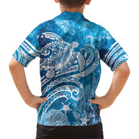 World Ocean Day Polynesian Pattern Family Matching Puletasi and Hawaiian Shirt Crystal Waves