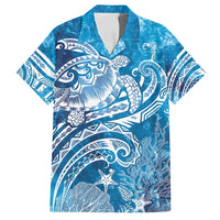 World Ocean Day Polynesian Pattern Family Matching Summer Maxi Dress and Hawaiian Shirt Crystal Waves