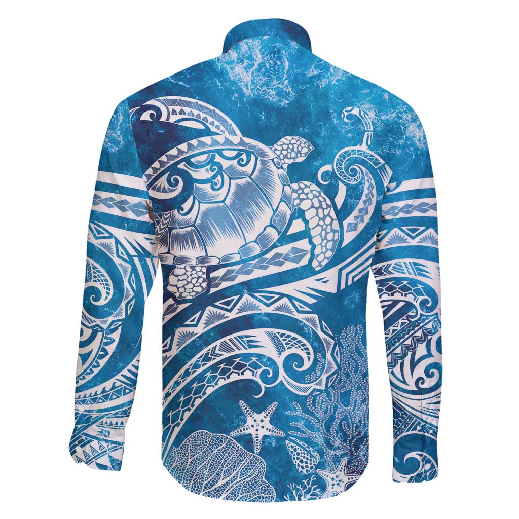 World Ocean Day Polynesian Pattern Family Matching Summer Maxi Dress and Hawaiian Shirt Crystal Waves