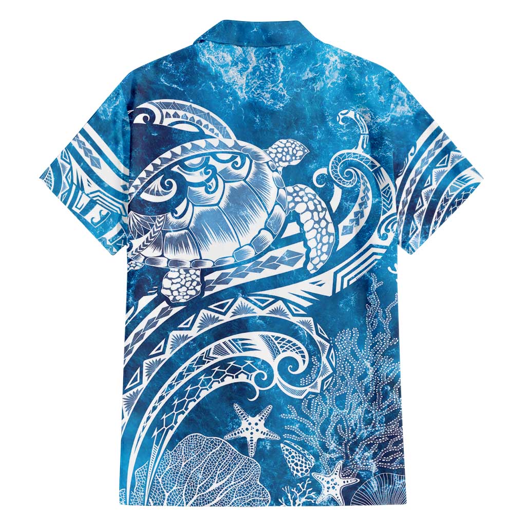 World Ocean Day Polynesian Pattern Family Matching Tank Maxi Dress and Hawaiian Shirt Crystal Waves