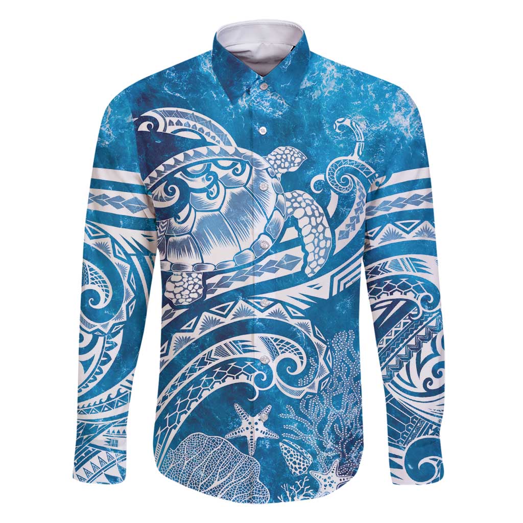 World Ocean Day Polynesian Pattern Family Matching Tank Maxi Dress and Hawaiian Shirt Crystal Waves