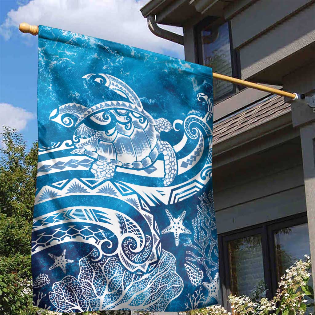 World Ocean Day Polynesian Pattern Garden Flag Crystal Waves
