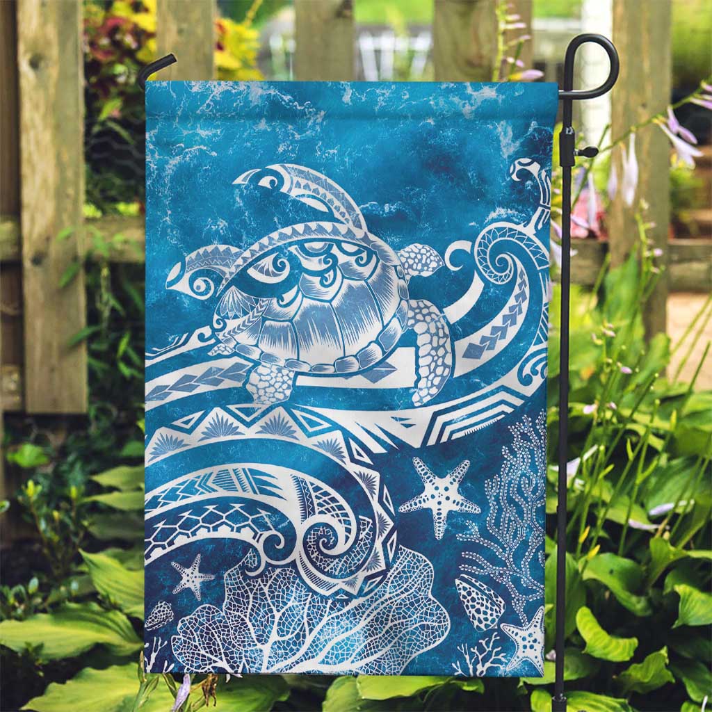 World Ocean Day Polynesian Pattern Garden Flag Crystal Waves