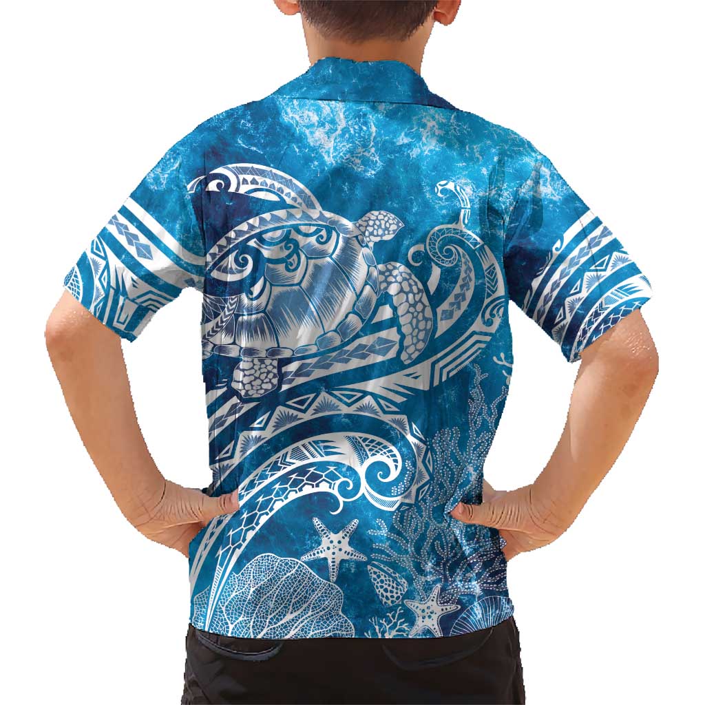 World Ocean Day Polynesian Pattern Hawaiian Shirt Crystal Waves