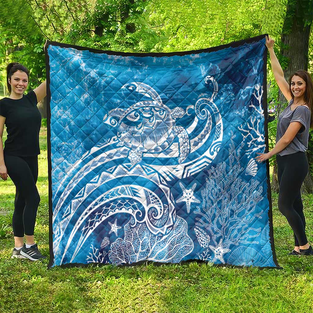 World Ocean Day Polynesian Pattern Quilt Crystal Waves