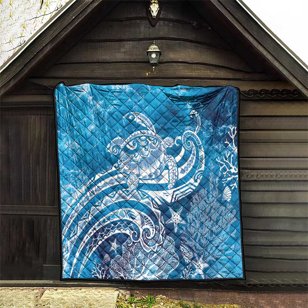World Ocean Day Polynesian Pattern Quilt Crystal Waves