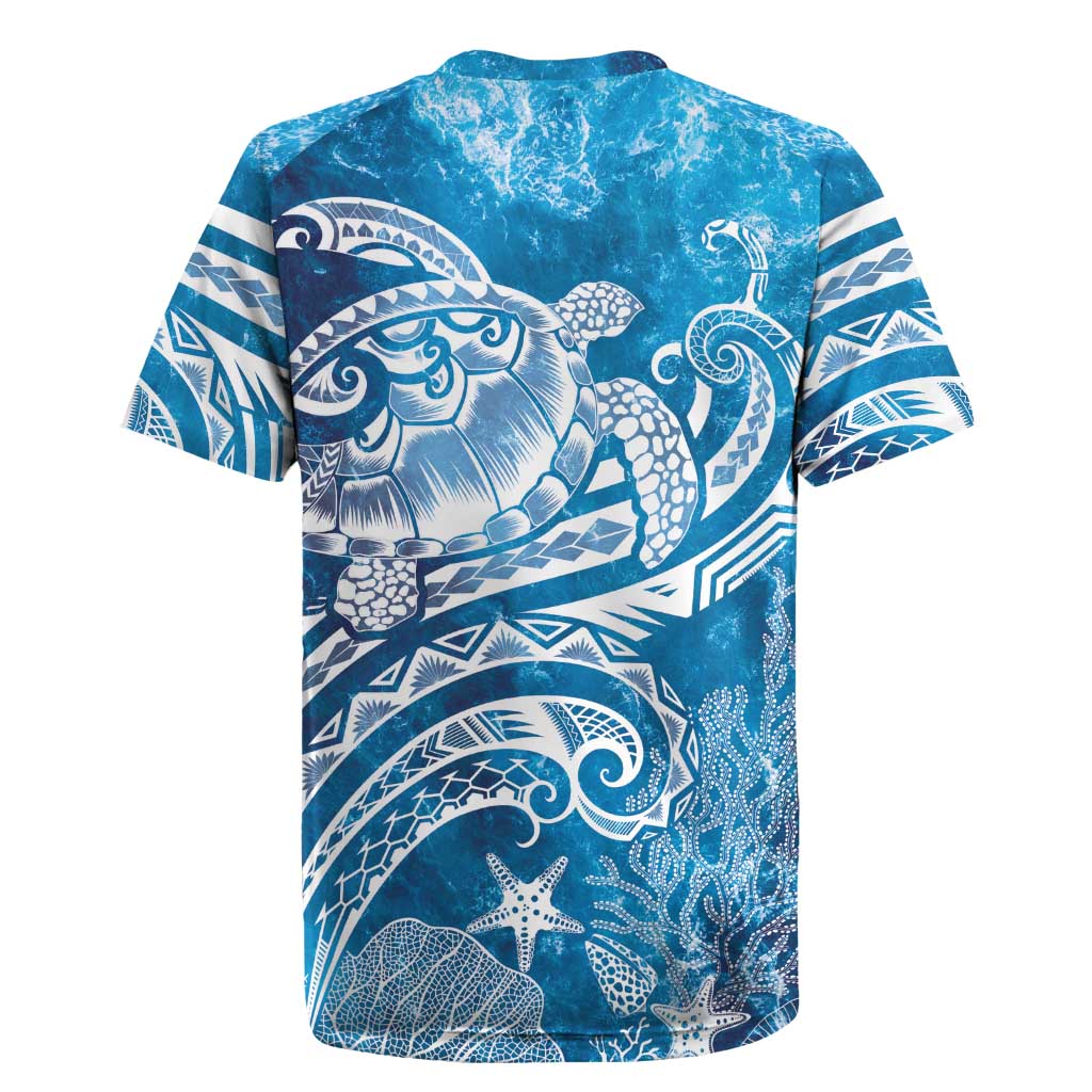 World Ocean Day Polynesian Pattern Rugby Jersey Crystal Waves