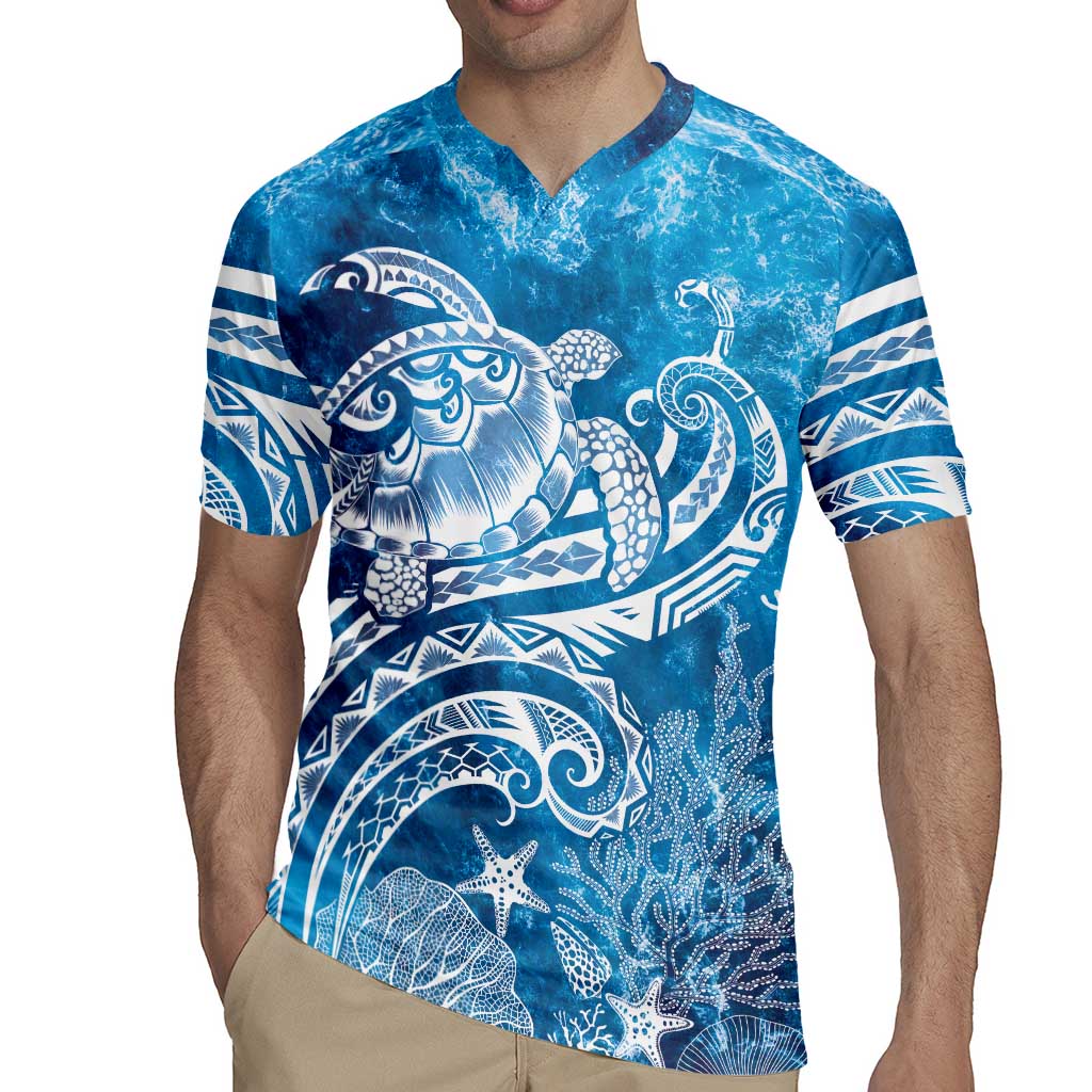 World Ocean Day Polynesian Pattern Rugby Jersey Crystal Waves