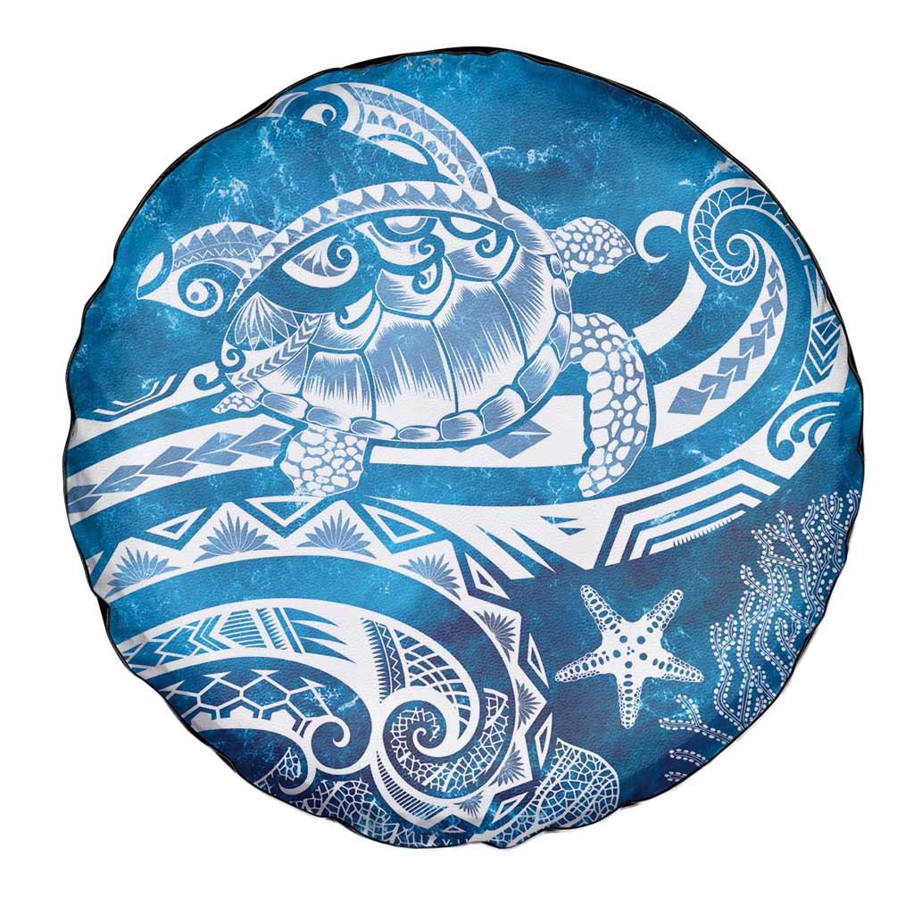 World Ocean Day Polynesian Pattern Spare Tire Cover Crystal Waves