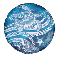 World Ocean Day Polynesian Pattern Spare Tire Cover Crystal Waves
