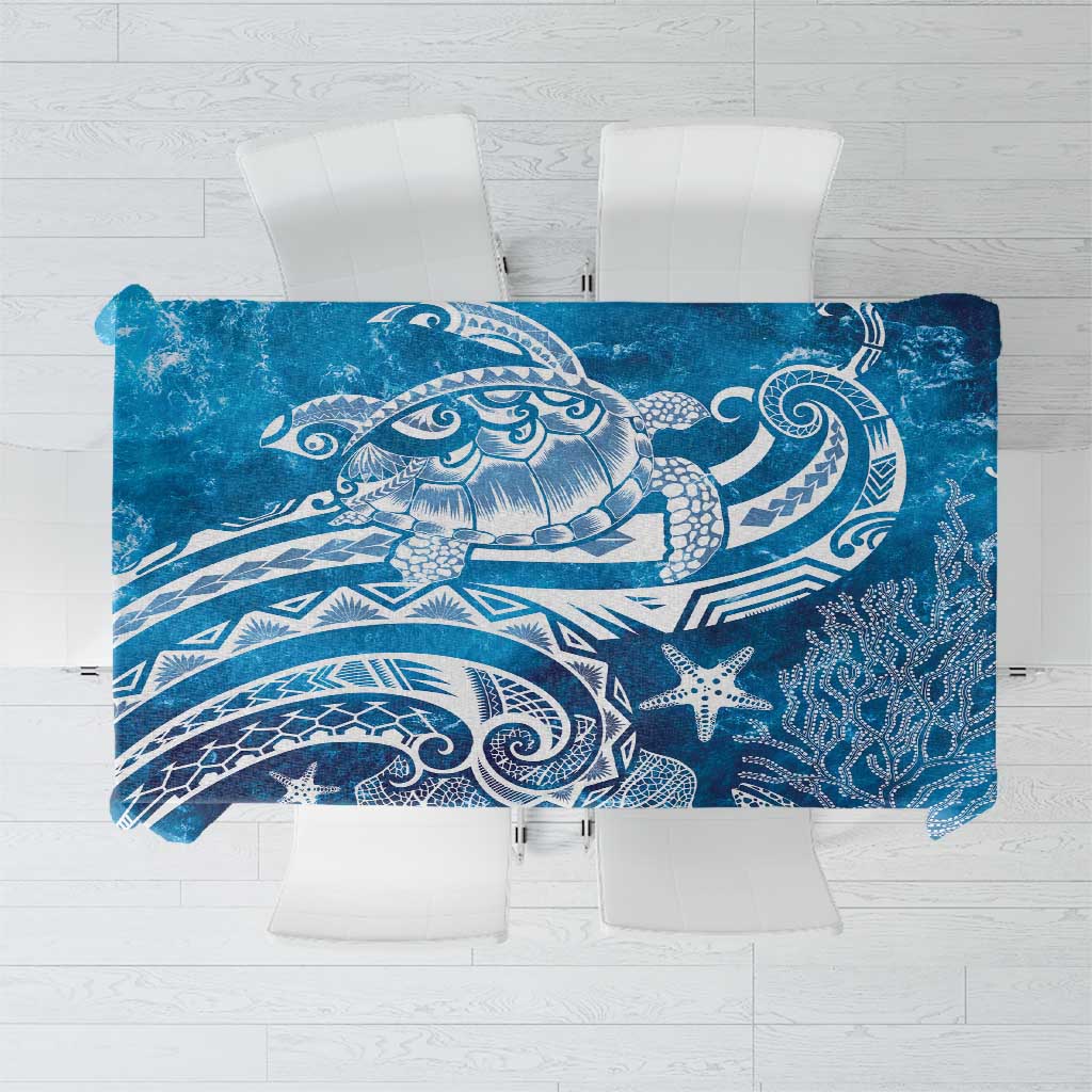 World Ocean Day Polynesian Pattern Tablecloth Crystal Waves