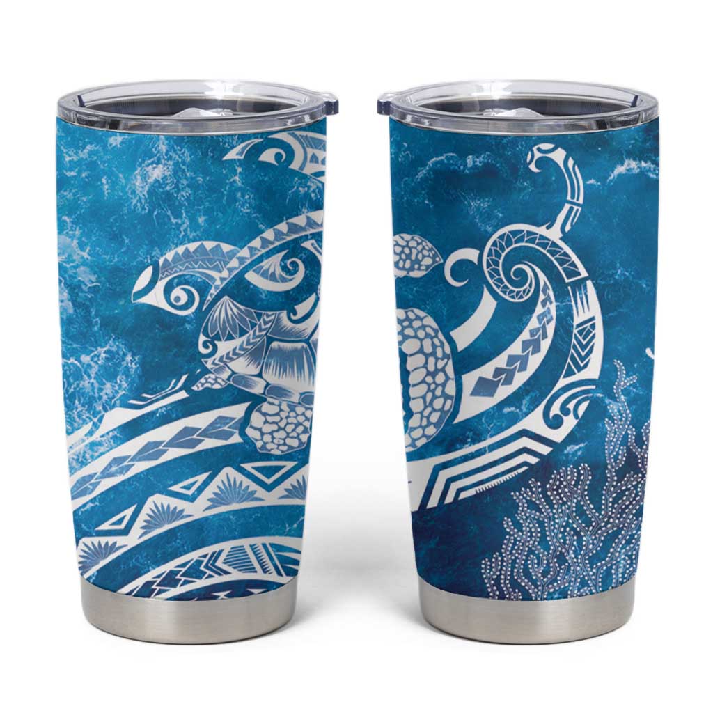 World Ocean Day Polynesian Pattern Tumbler Cup Crystal Waves