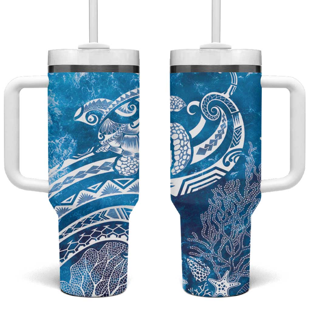 World Ocean Day Polynesian Pattern Tumbler With Handle Crystal Waves