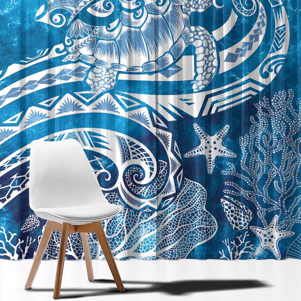World Ocean Day Polynesian Pattern Window Curtain Crystal Waves