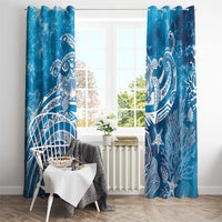 World Ocean Day Polynesian Pattern Window Curtain Crystal Waves