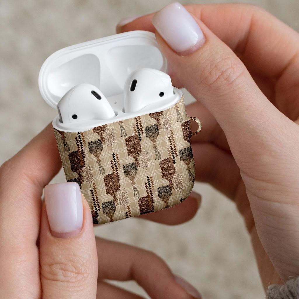 Aloha Hawaii Vintage Kahili Pa'a Lima AirPods Case Palaka Print Cozy Beige