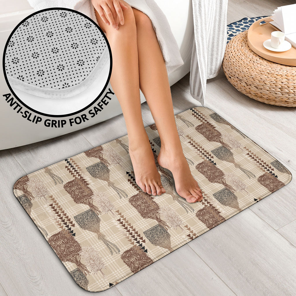 Aloha Hawaii Vintage Kahili Pa'a Lima Bathroom Set Palaka Print Cozy Beige