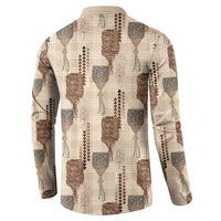 Aloha Hawaii Vintage Kahili Pa'a Lima Button Sweatshirt Palaka Print Cozy Beige
