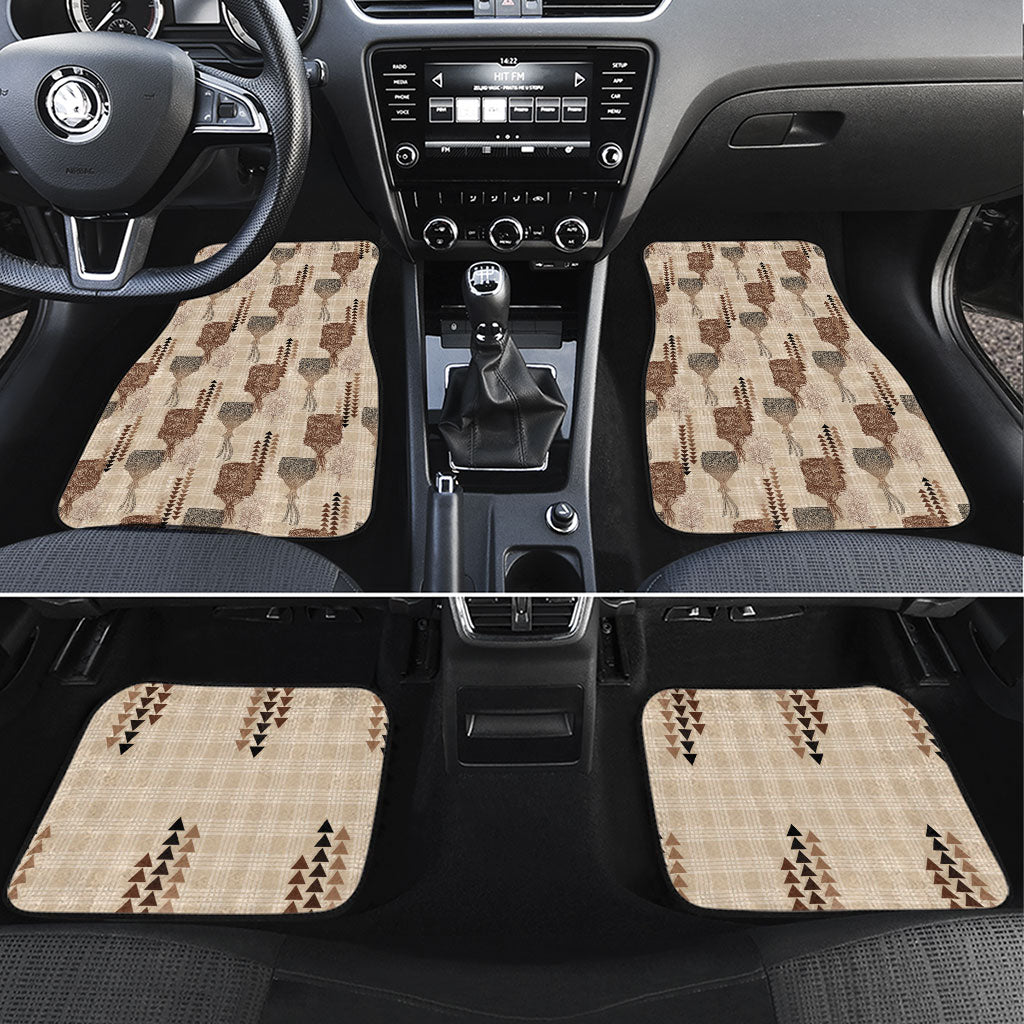 Aloha Hawaii Vintage Kahili Pa'a Lima Car Mats Palaka Print Cozy Beige