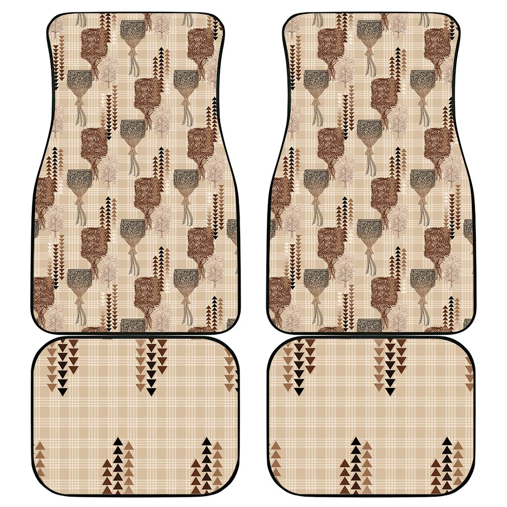 Aloha Hawaii Vintage Kahili Pa'a Lima Car Mats Palaka Print Cozy Beige