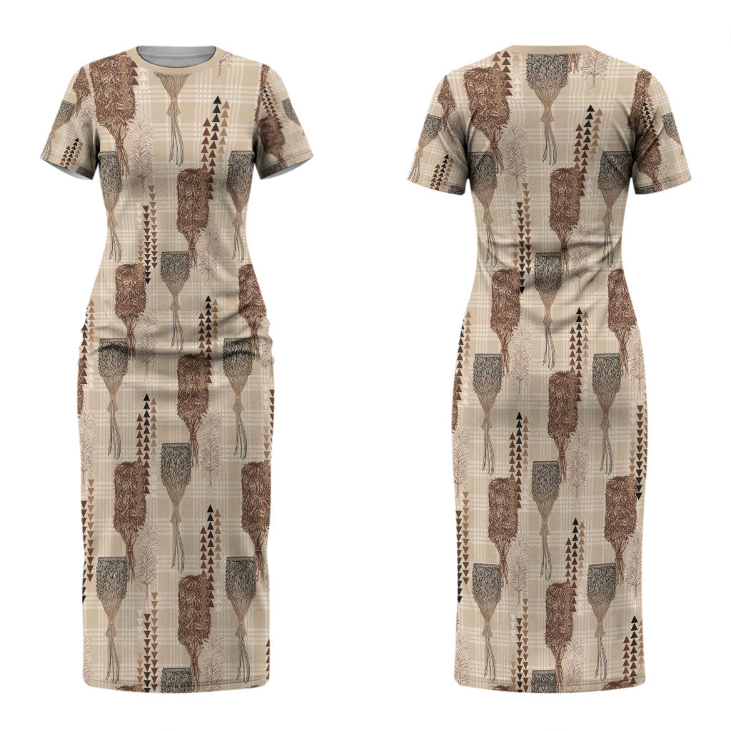 Aloha Hawaii Vintage Kahili Pa'a Lima Couples Matching Short Sleeve Bodycon Dress and Hawaiian Shirt Palaka Print Cozy Beige