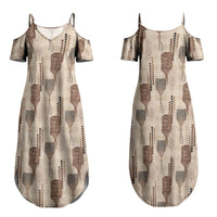 Aloha Hawaii Vintage Kahili Pa'a Lima Couples Matching Summer Maxi Dress and Long Sleeve Button Shirt Palaka Print Cozy Beige