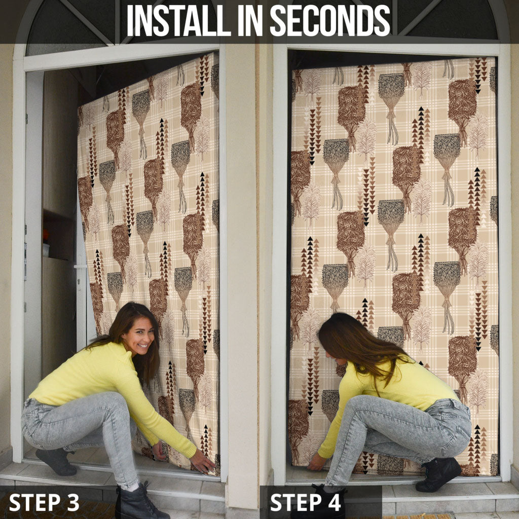 Aloha Hawaii Vintage Kahili Pa'a Lima Door Cover Palaka Print Cozy Beige