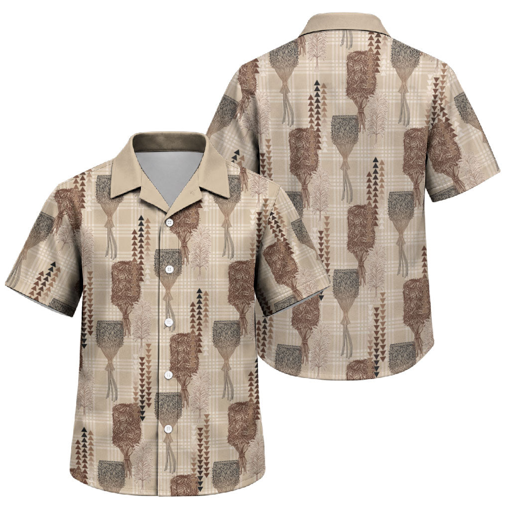 Aloha Hawaii Vintage Kahili Pa'a Lima Family Matching Tank Maxi Dress and Hawaiian Shirt Palaka Print Cozy Beige