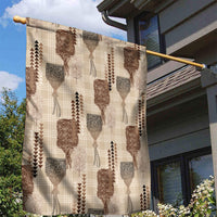 Aloha Hawaii Vintage Kahili Pa'a Lima Garden Flag Palaka Print Cozy Beige