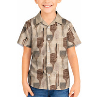 Aloha Hawaii Vintage Kahili Pa'a Lima Kid Hawaiian Shirt Palaka Print Cozy Beige