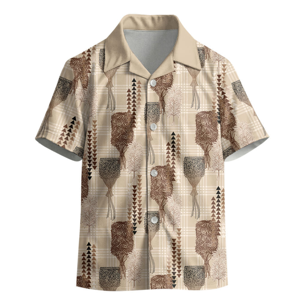Aloha Hawaii Vintage Kahili Pa'a Lima Kid Hawaiian Shirt Palaka Print Cozy Beige