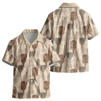 Aloha Hawaii Vintage Kahili Pa'a Lima Kid Hawaiian Shirt Palaka Print Cozy Beige
