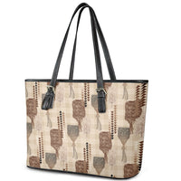 Aloha Hawaii Vintage Kahili Pa'a Lima Leather Tote Bag Palaka Print Cozy Beige