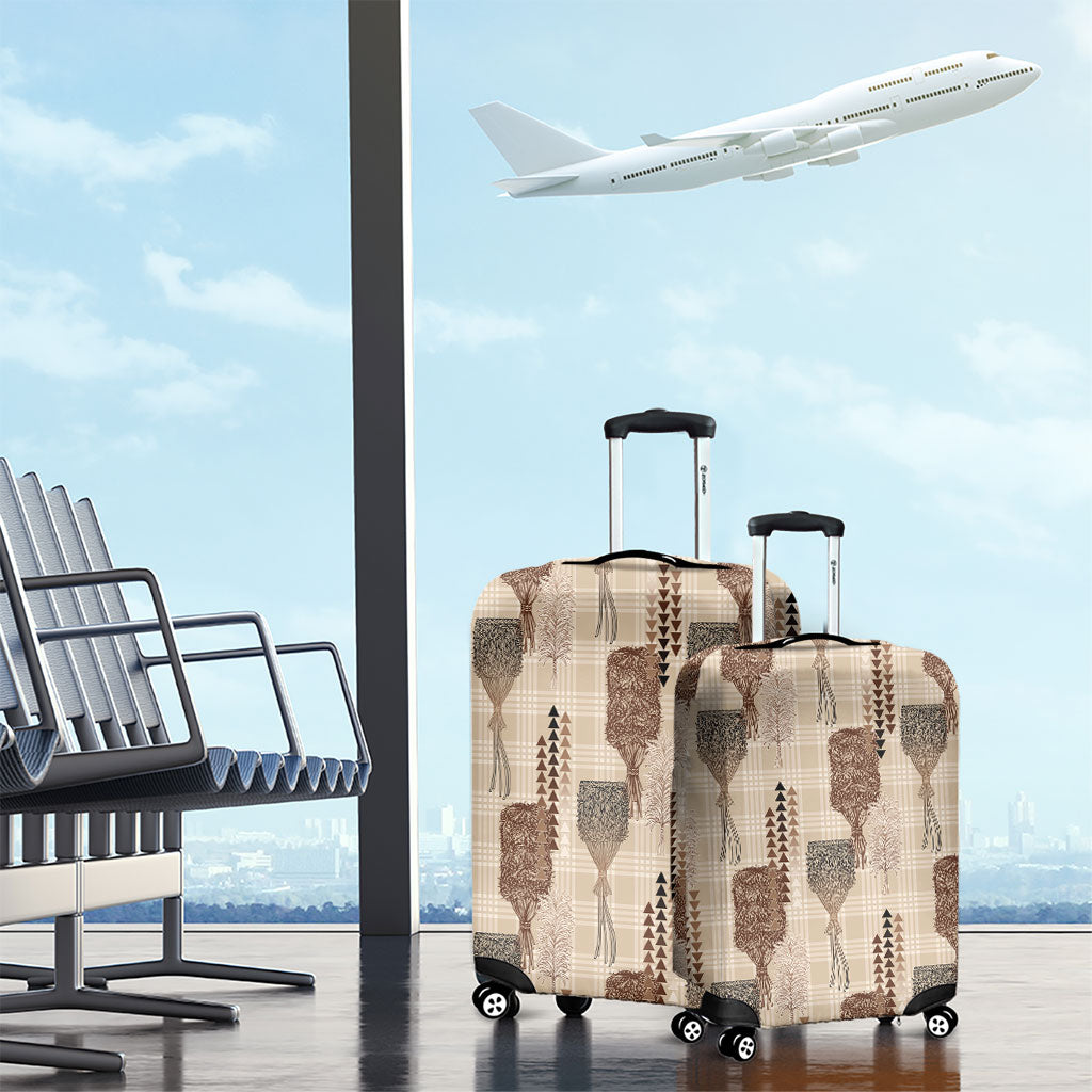 Aloha Hawaii Vintage Kahili Pa'a Lima Luggage Cover Palaka Print Cozy Beige
