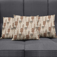 Aloha Hawaii Vintage Kahili Pa'a Lima Pillow Cover Palaka Print Cozy Beige