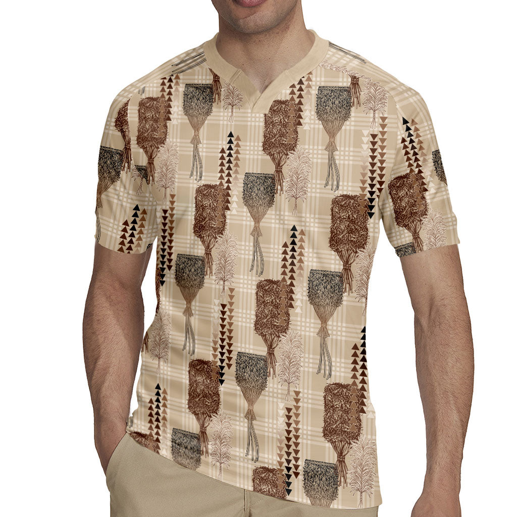 Aloha Hawaii Vintage Kahili Pa'a Lima Rugby Jersey Palaka Print Cozy Beige