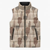 Aloha Hawaii Vintage Kahili Pa'a Lima Sleeveless Puffer Jacket Palaka Print Cozy Beige