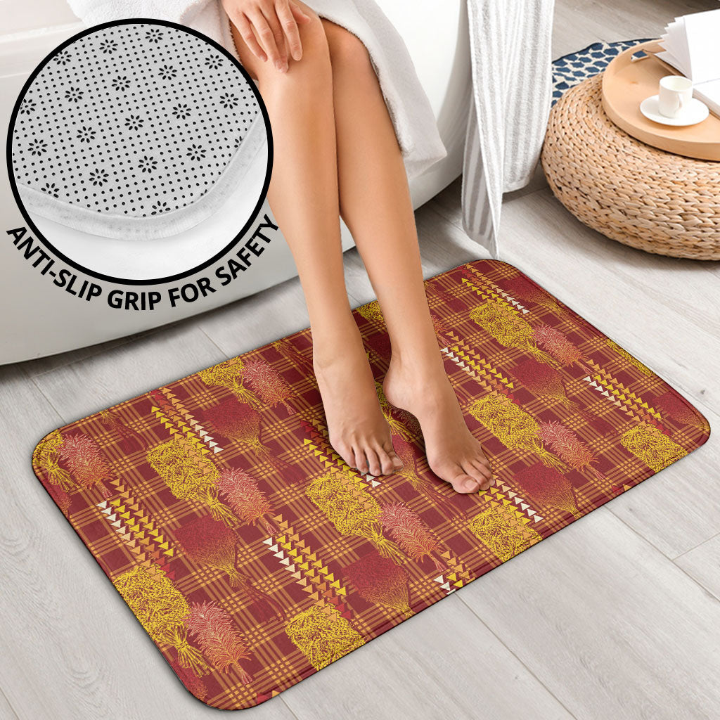 Aloha Hawaii Vintage Kahili Pa'a Lima Bathroom Set Palaka Print Hilo Royal Red-Yellow