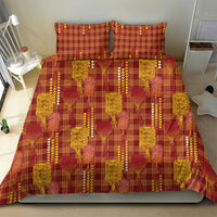 Aloha Hawaii Vintage Kahili Pa'a Lima Bedding Set Palaka Print Hilo Royal Red-Yellow