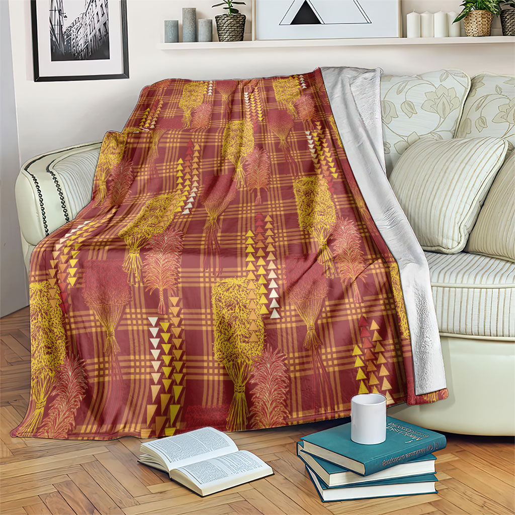 Aloha Hawaii Vintage Kahili Pa'a Lima Blanket Palaka Print Hilo Royal Red-Yellow LT7 Red - Polynesian Pride