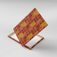 Aloha Hawaii Vintage Kahili Pa'a Lima Canvas Wall Art Palaka Print Hilo Royal Red-Yellow