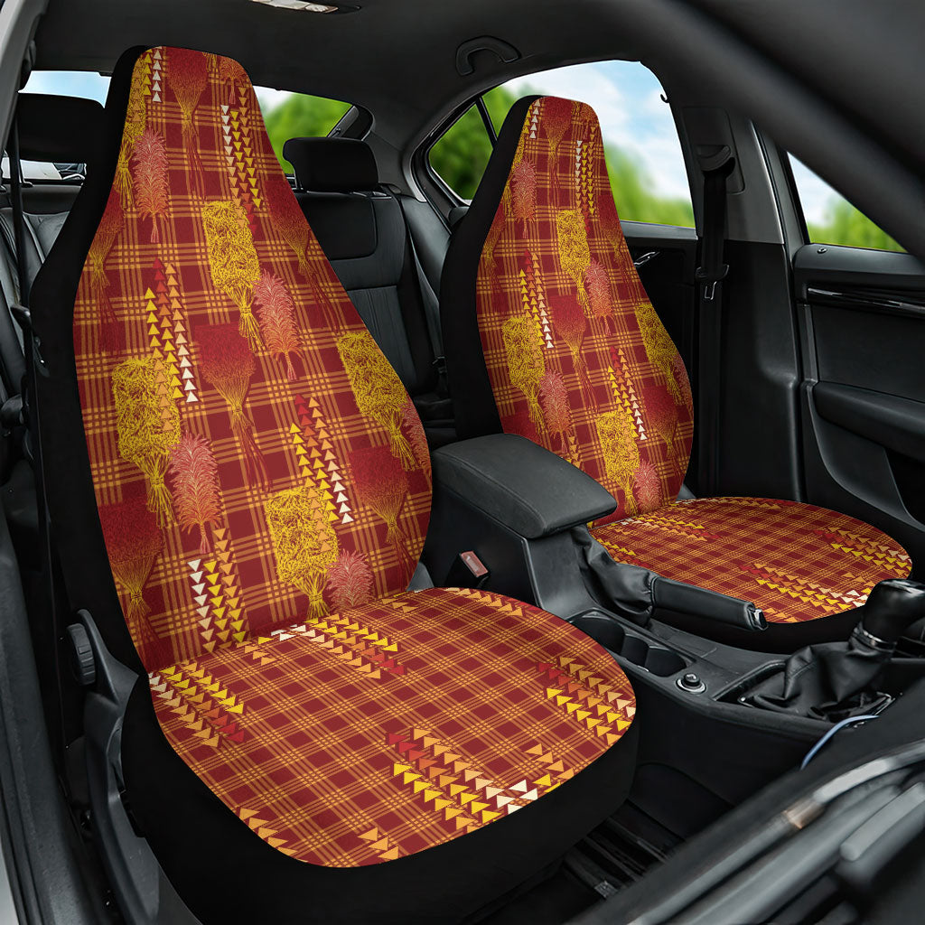 Aloha Hawaii Vintage Kahili Pa'a Lima Car Seat Cover Palaka Print Hilo Royal Red-Yellow