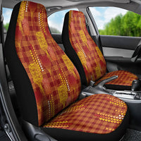 Aloha Hawaii Vintage Kahili Pa'a Lima Car Seat Cover Palaka Print Hilo Royal Red-Yellow