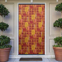 Aloha Hawaii Vintage Kahili Pa'a Lima Door Cover Palaka Print Hilo Royal Red-Yellow