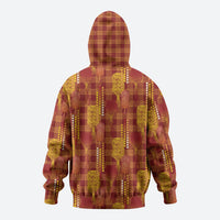 Aloha Hawaii Vintage Kahili Pa'a Lima Hoodie Palaka Print Hilo Royal Red-Yellow